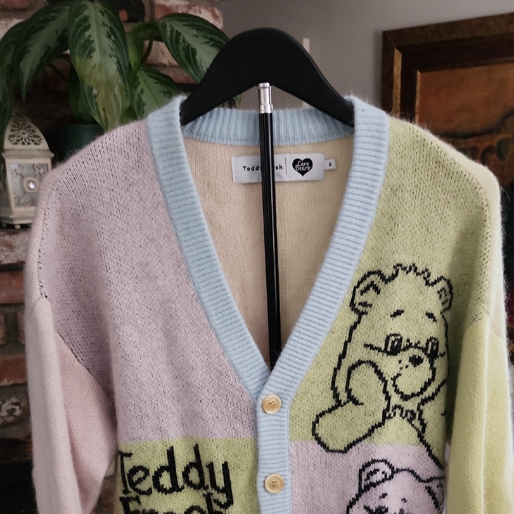 Teddy Fresh x Care Bears Pastel Bear Graphic Unisex Cardigan Sweater - Picture 2 of 16